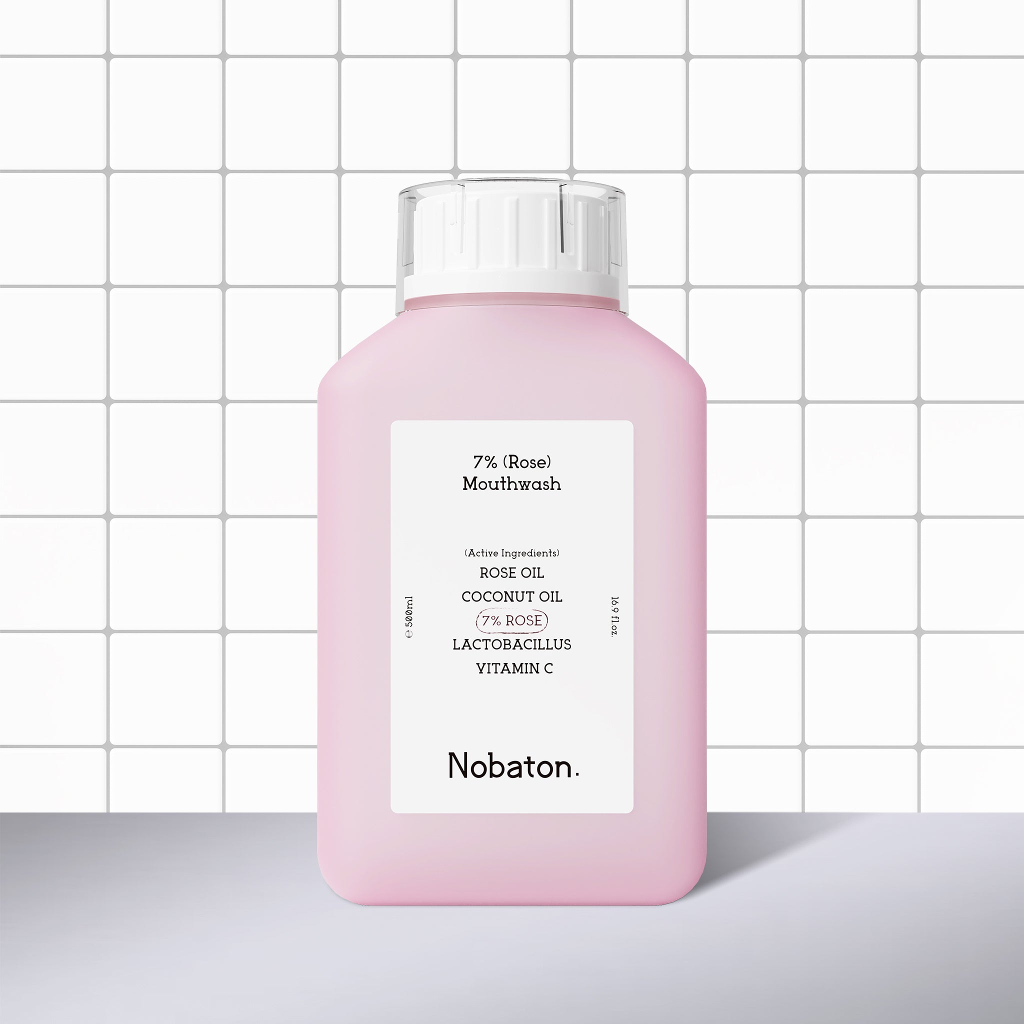 Nobaton. 7％ローズ配合 マウスウォッシュ（500ml / 16.9 fl oz）