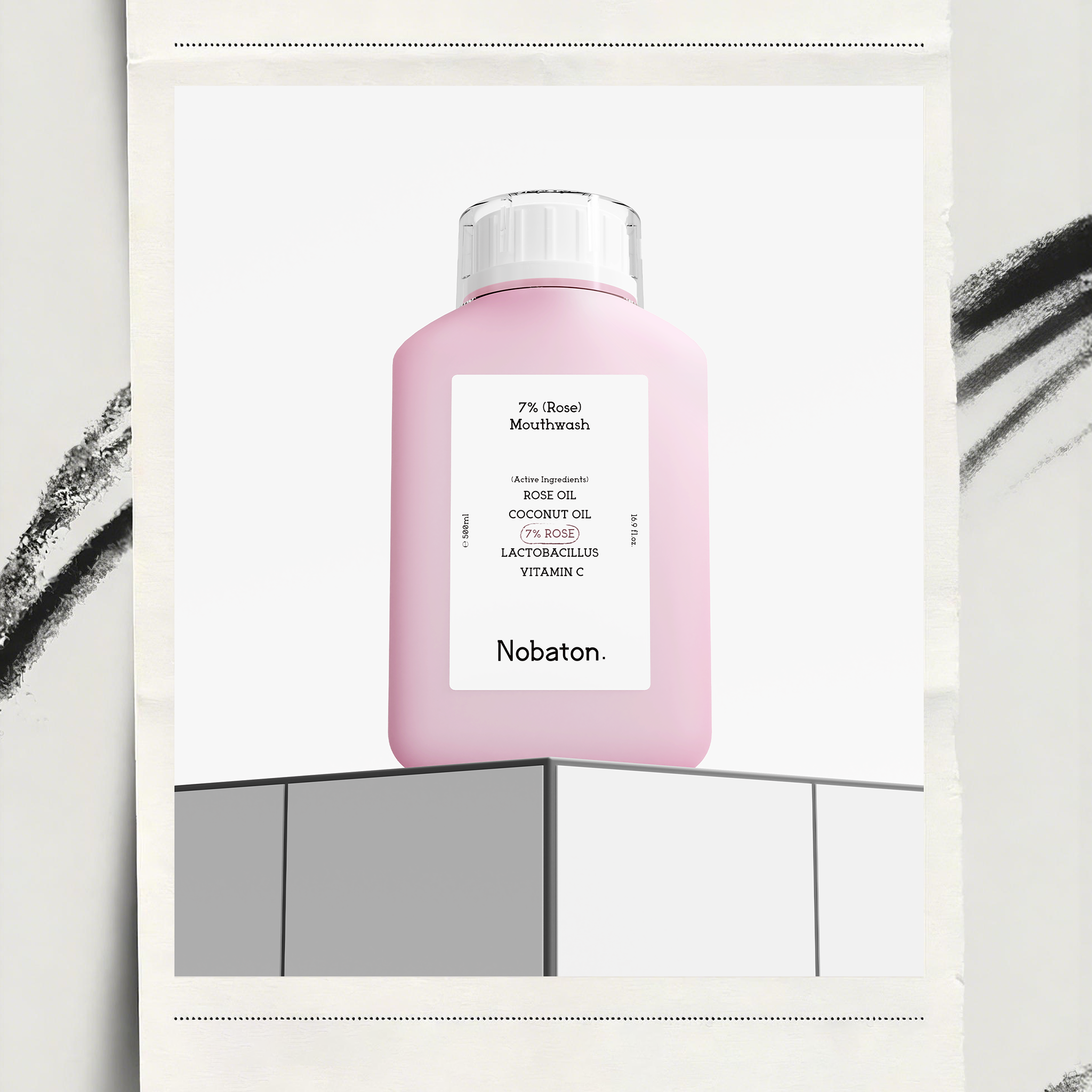 Nobaton. 7％ローズ配合 マウスウォッシュ（500ml / 16.9 fl oz）